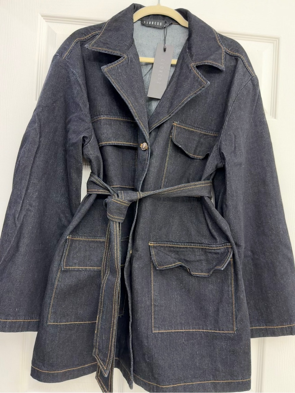 Lioness Dark Indigo Belted Denim Jacket